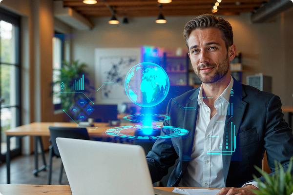 Person mit Hologramm