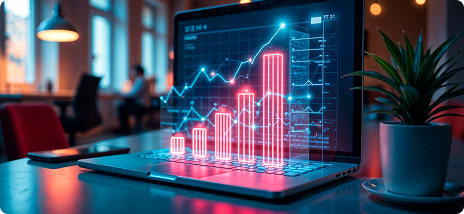 Laptop mit Finanzdaten